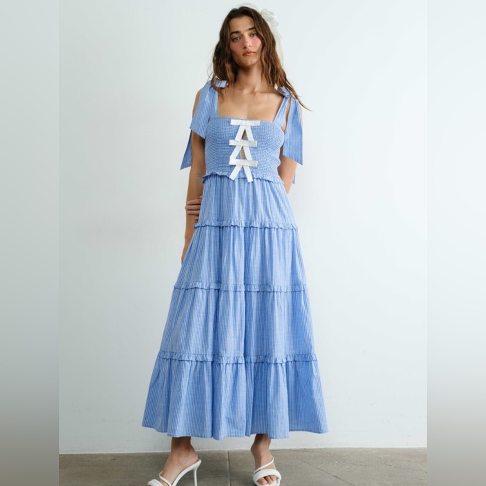NWT Maxi Dress in blue with tie straps